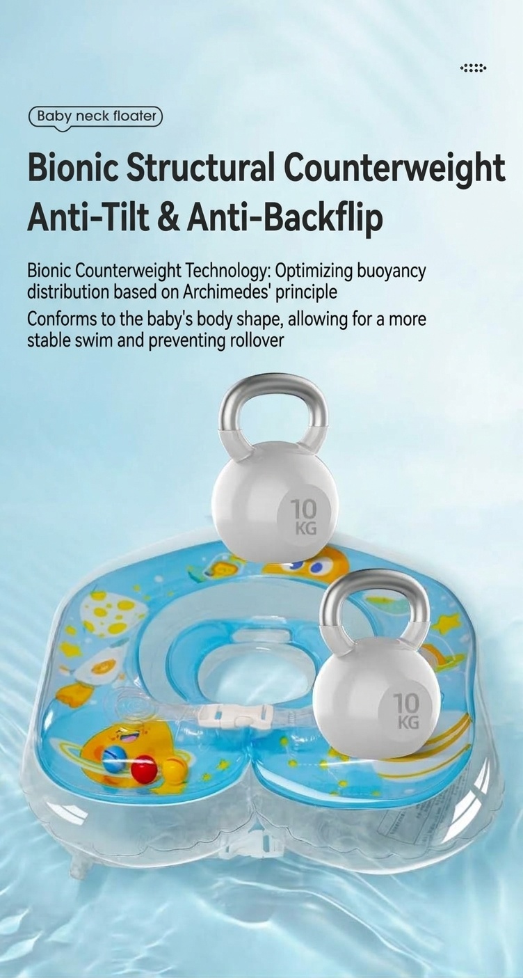 Flotador de cuello para bebés, anillo de natación, entrenador de piscina con doble airbag antivuelco para bañera y piscina.