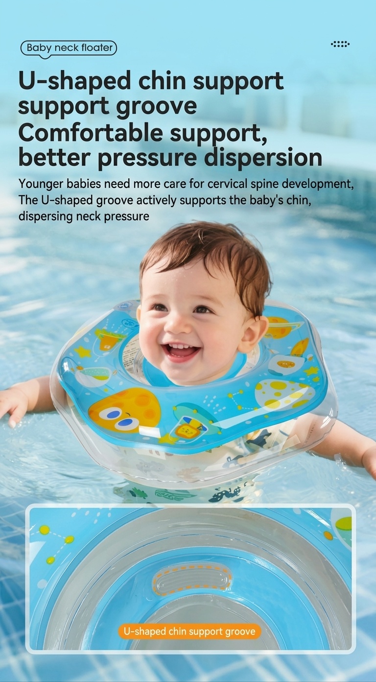 Flotador de cuello para bebés, anillo de natación, entrenador de piscina con doble airbag antivuelco para bañera y piscina.