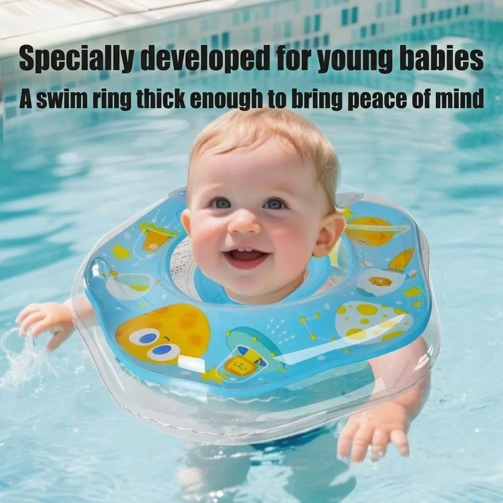 Anello galleggiante per il collo del neonato, con doppio airbag anti-ribaltamento, ideale per piscina, vasca da bagno e nuoto.