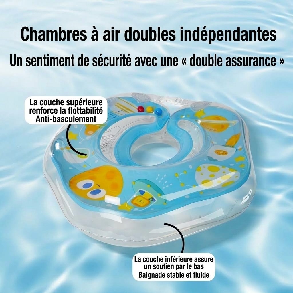 Bouée de natation pour bébé avec double airbag, anti-retournement, pour baignoire et piscine.