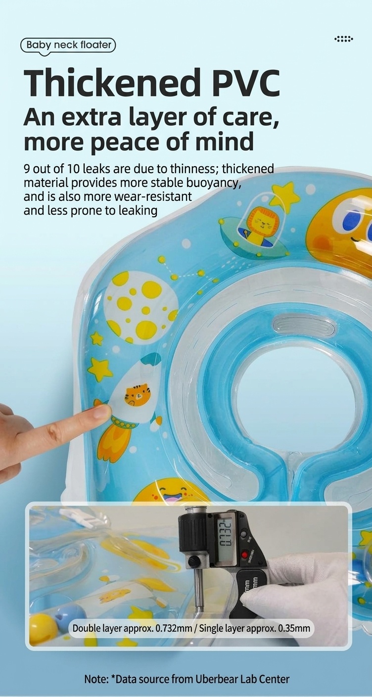 Flotador de cuello para bebés, anillo de natación, entrenador de piscina con doble airbag antivuelco para bañera y piscina.