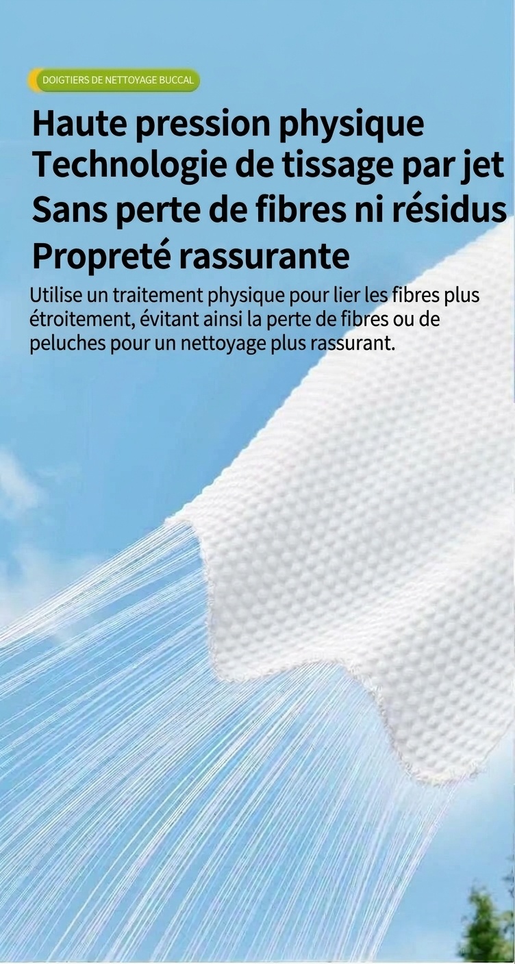 Doigts pour le nettoyage buccal de bébé, masseur de gencives souple en non-tissé et première brosse à dents