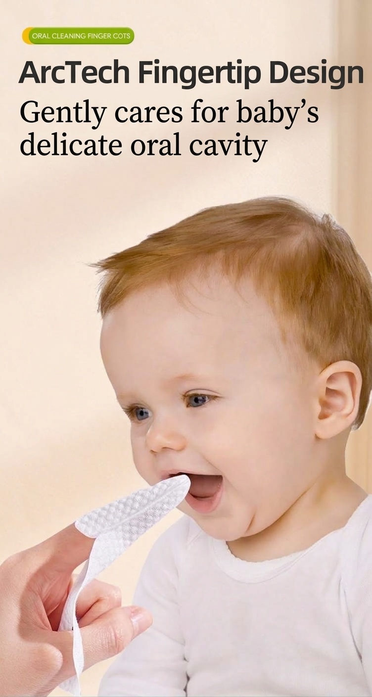 Set per la pulizia orale del neonato, massaggiagengive morbido in tessuto non tessuto e primo spazzolino da denti.