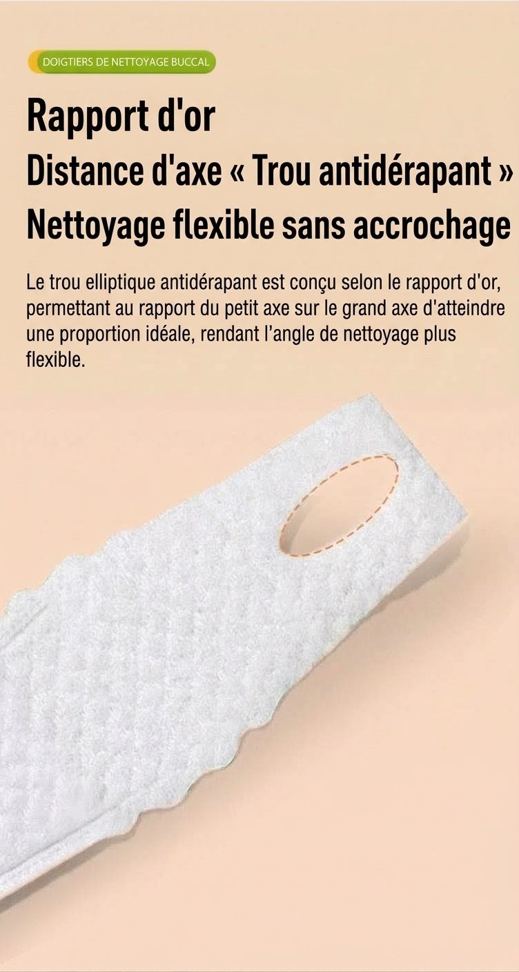Doigts pour le nettoyage buccal de bébé, masseur de gencives souple en non-tissé et première brosse à dents