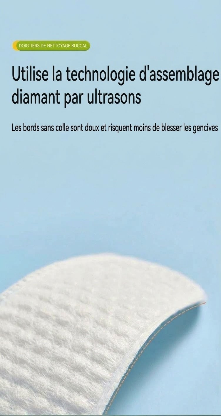 Doigts pour le nettoyage buccal de bébé, masseur de gencives souple en non-tissé et première brosse à dents