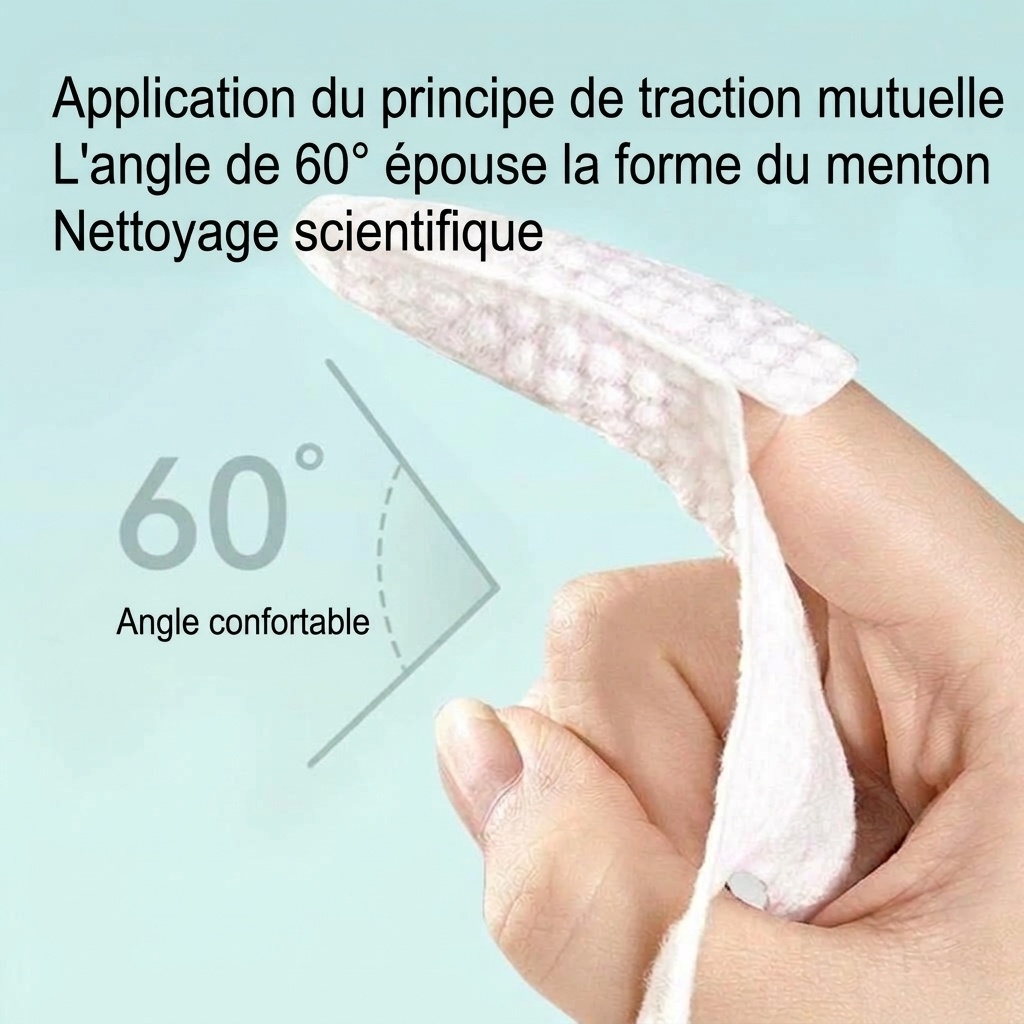 Doigts pour le nettoyage buccal de bébé, masseur de gencives souple en non-tissé et première brosse à dents
