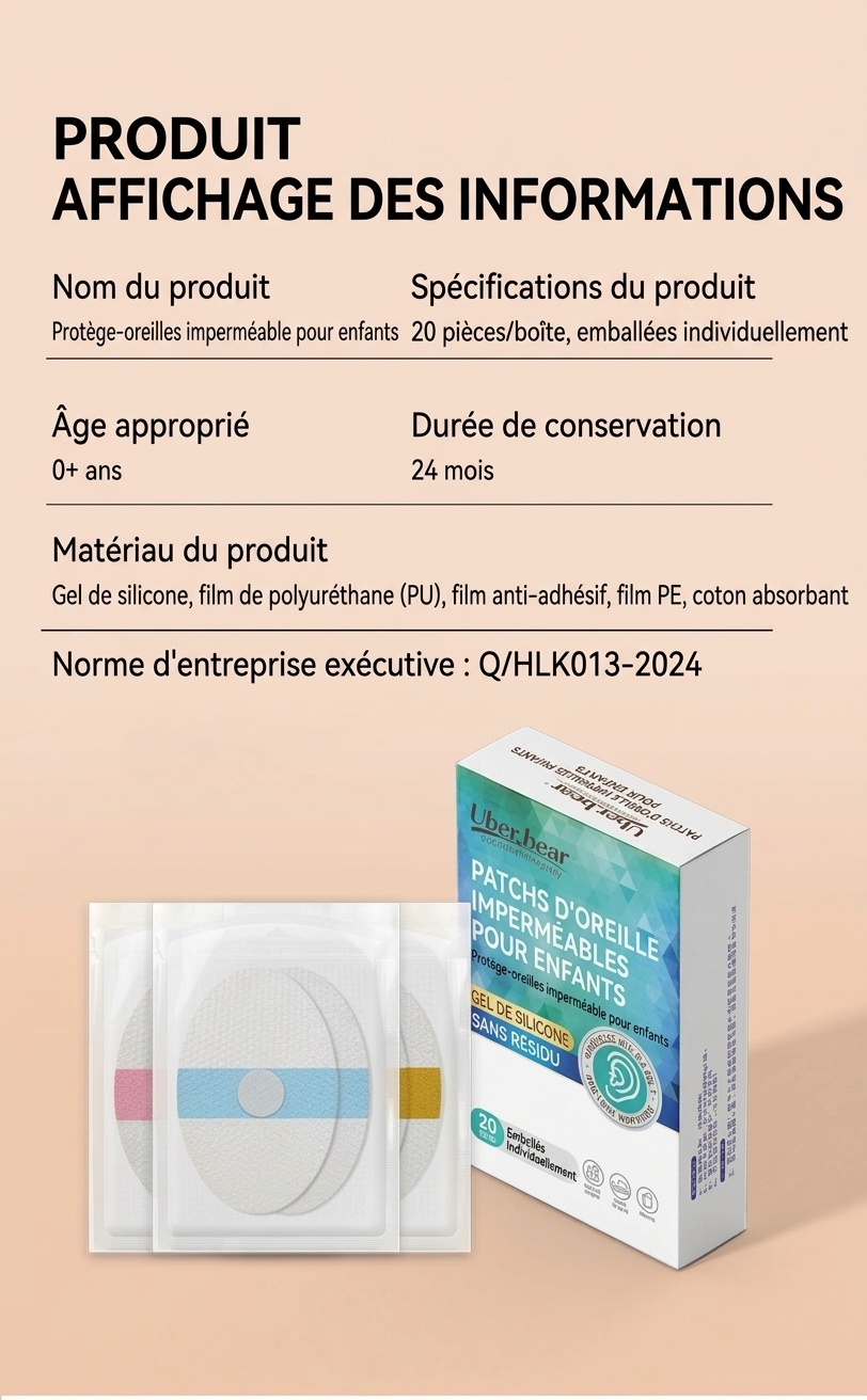Cache-oreilles étanches pour bébé, pour la natation et le bain, protecteurs d'oreilles en silicone hypoallergénique (paquet de 20)