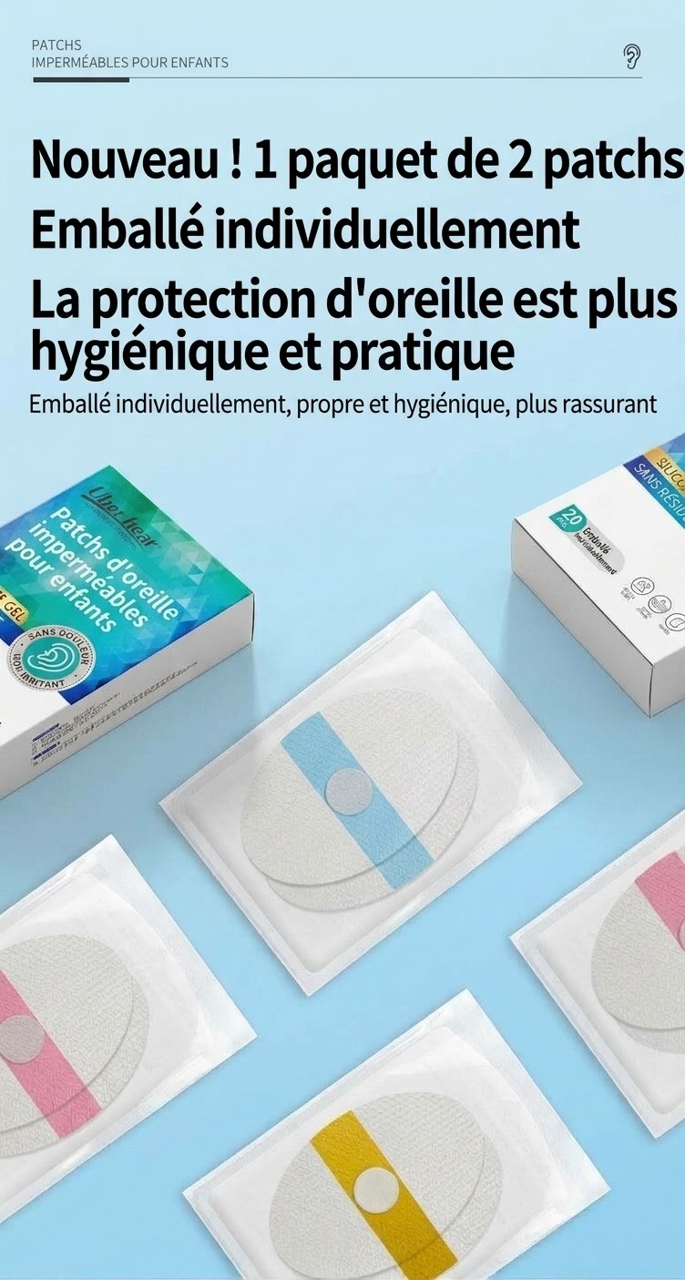 Cache-oreilles étanches pour bébé, pour la natation et le bain, protecteurs d'oreilles en silicone hypoallergénique (paquet de 20)