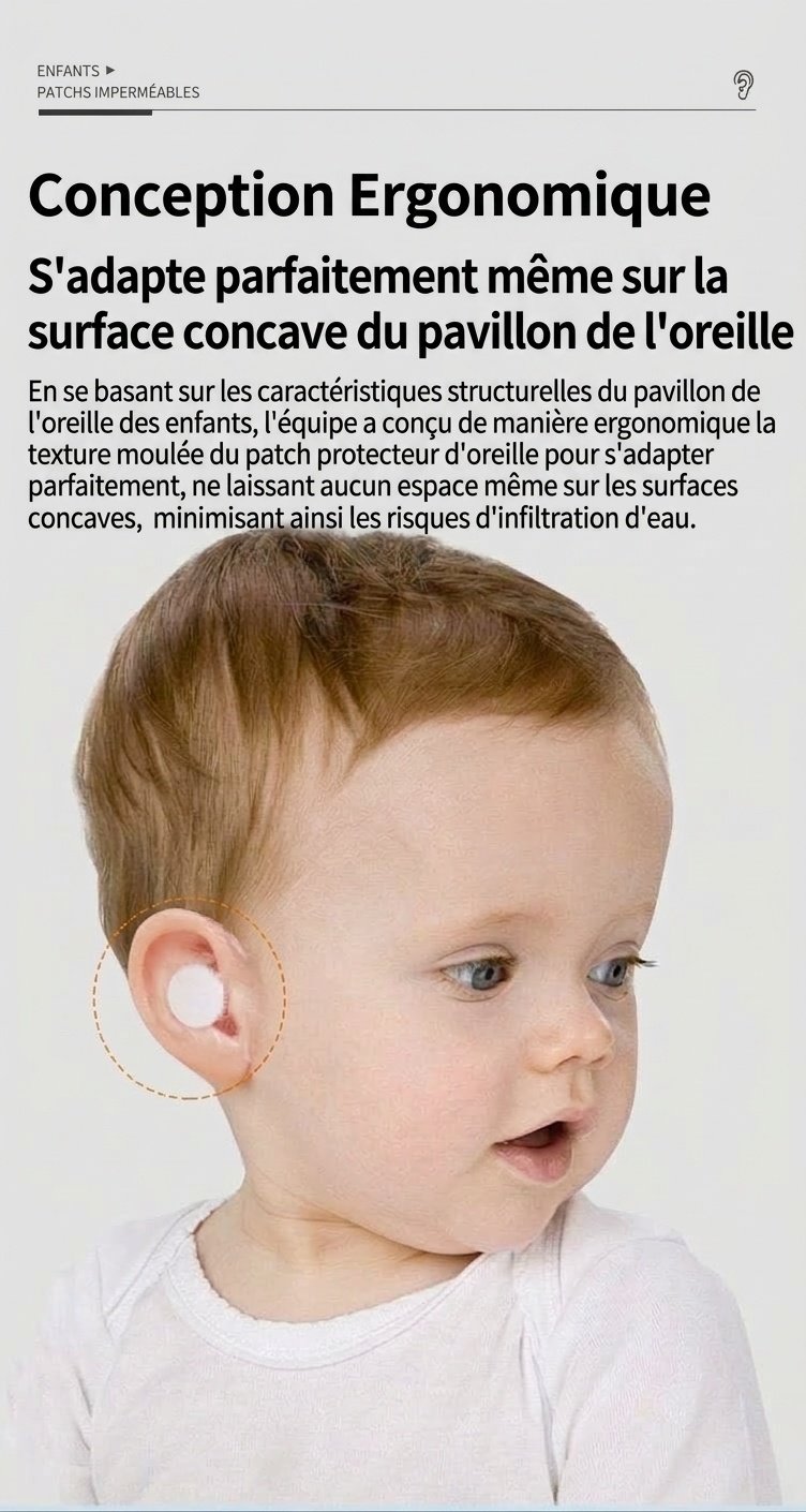 Cache-oreilles étanches pour bébé, pour la natation et le bain, protecteurs d'oreilles en silicone hypoallergénique (paquet de 20)