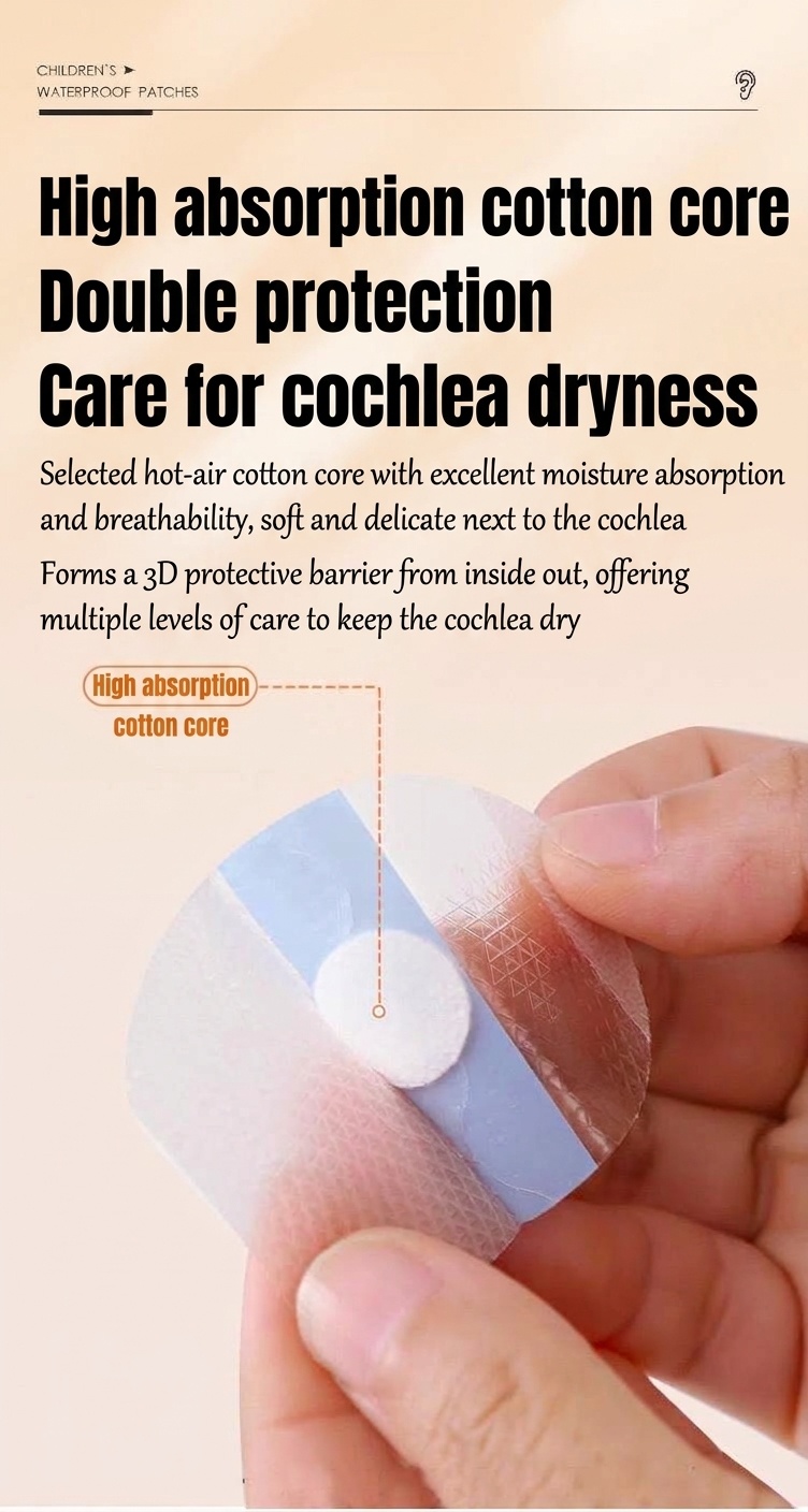Parches impermeables para oídos de bebé, ideales para nadar y bañarse, protectores de oídos de silicona hipoalergénica (paquete de 20)