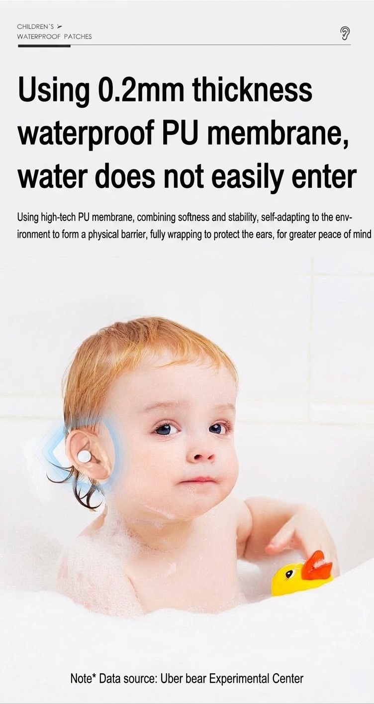 Parches impermeables para oídos de bebé, ideales para nadar y bañarse, protectores de oídos de silicona hipoalergénica (paquete de 20)