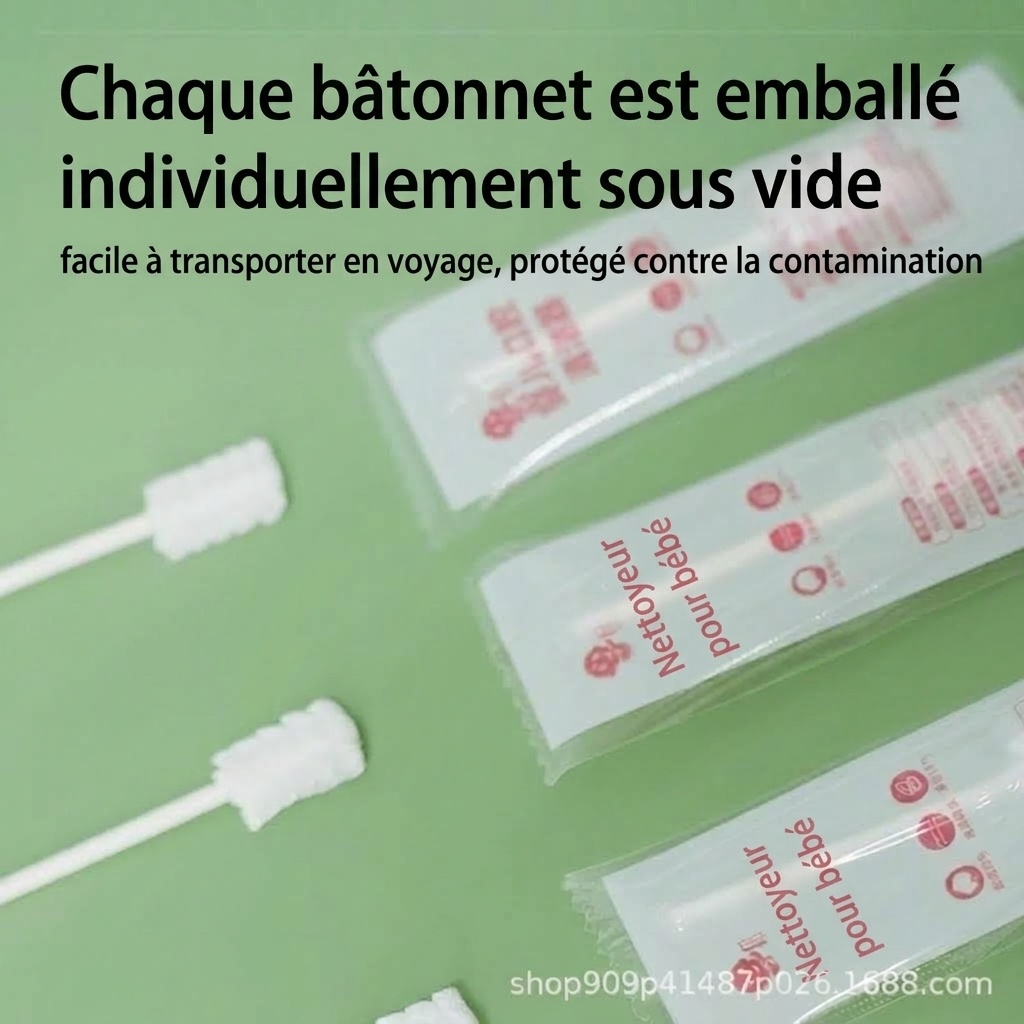 Lingettes nettoyantes pour l'hygiène buccale des bébés, bâtonnets nettoyants pour la langue et les gencives des nourrissons emballés individuellement