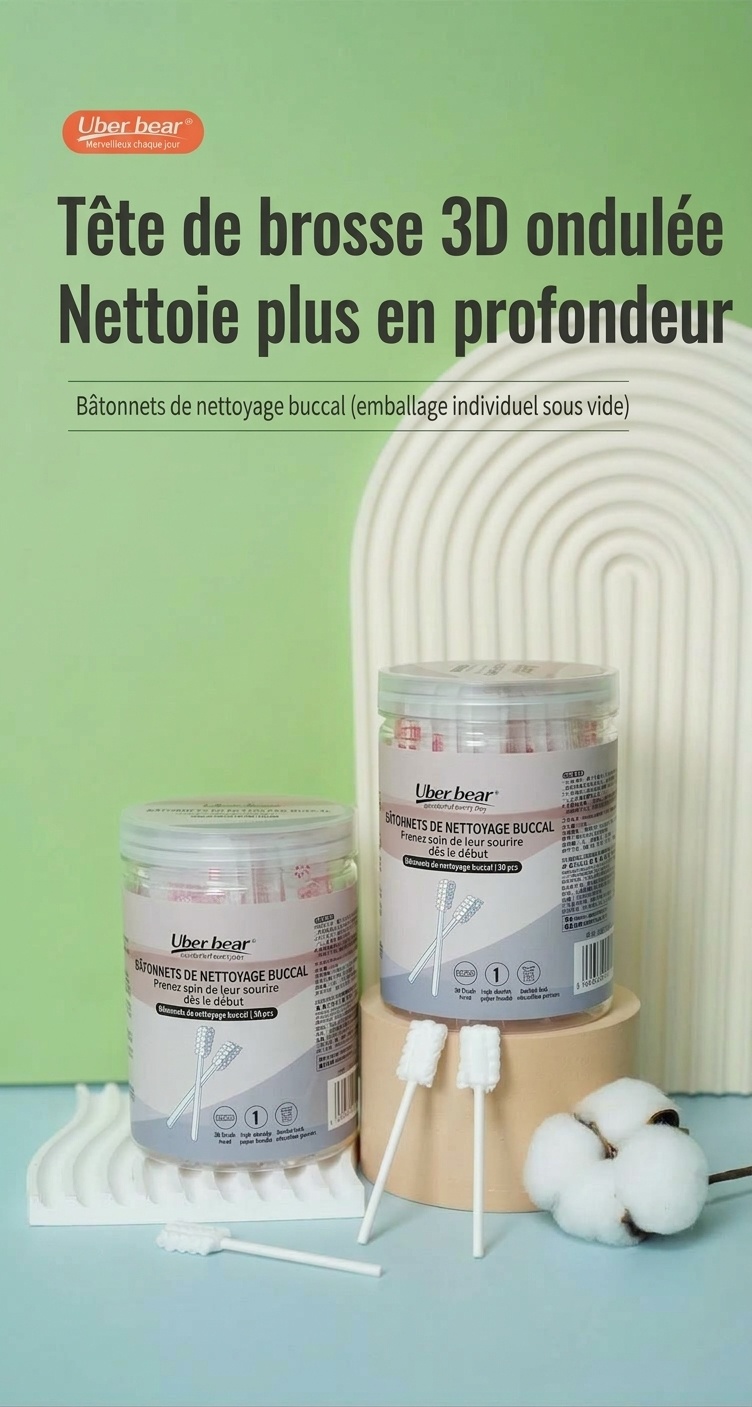 Lingettes nettoyantes pour l'hygiène buccale des bébés, bâtonnets nettoyants pour la langue et les gencives des nourrissons emballés individuellement