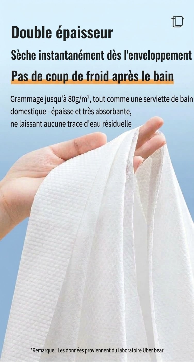 Ensemble de serviettes de bain jetables pour bébé Uber Bear, ultra-absorbantes et douces, à texture perle, idéal pour les voyages.