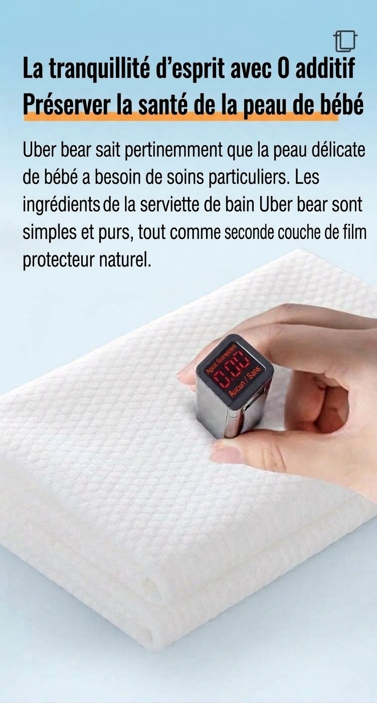 Ensemble de serviettes de bain jetables pour bébé Uber Bear, ultra-absorbantes et douces, à texture perle, idéal pour les voyages.