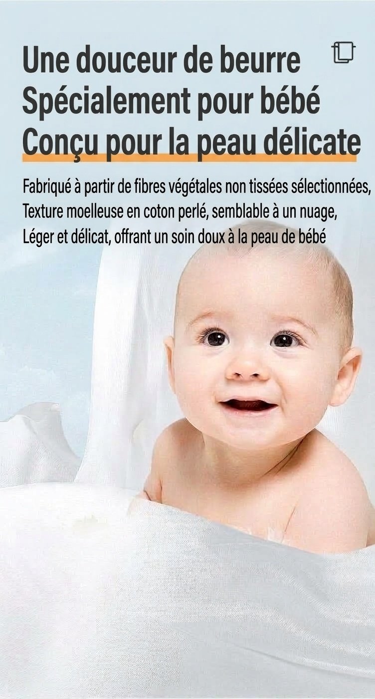 Ensemble de serviettes de bain jetables pour bébé Uber Bear, ultra-absorbantes et douces, à texture perle, idéal pour les voyages.