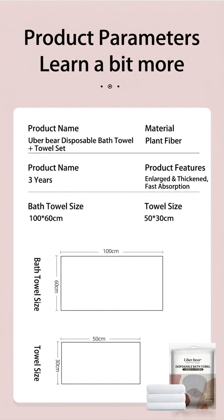 Set di asciugamani da bagno monouso per neonati Uber Bear, ultra assorbenti, morbidi e con texture a perla, ideali per i viaggi.