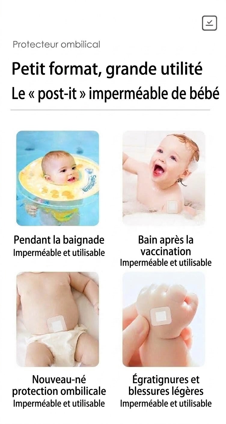 Patchs de protection étanches pour le nombril de bébé, protecteurs de nombril en film PU respirant pour le bain et la natation