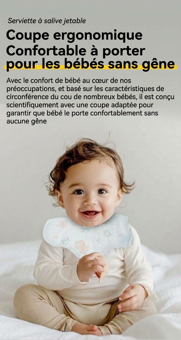 Bavoirs jetables Uber Bear pour bébé, bavoirs ultra-absorbants et doux pour les repas et la poussée dentaire