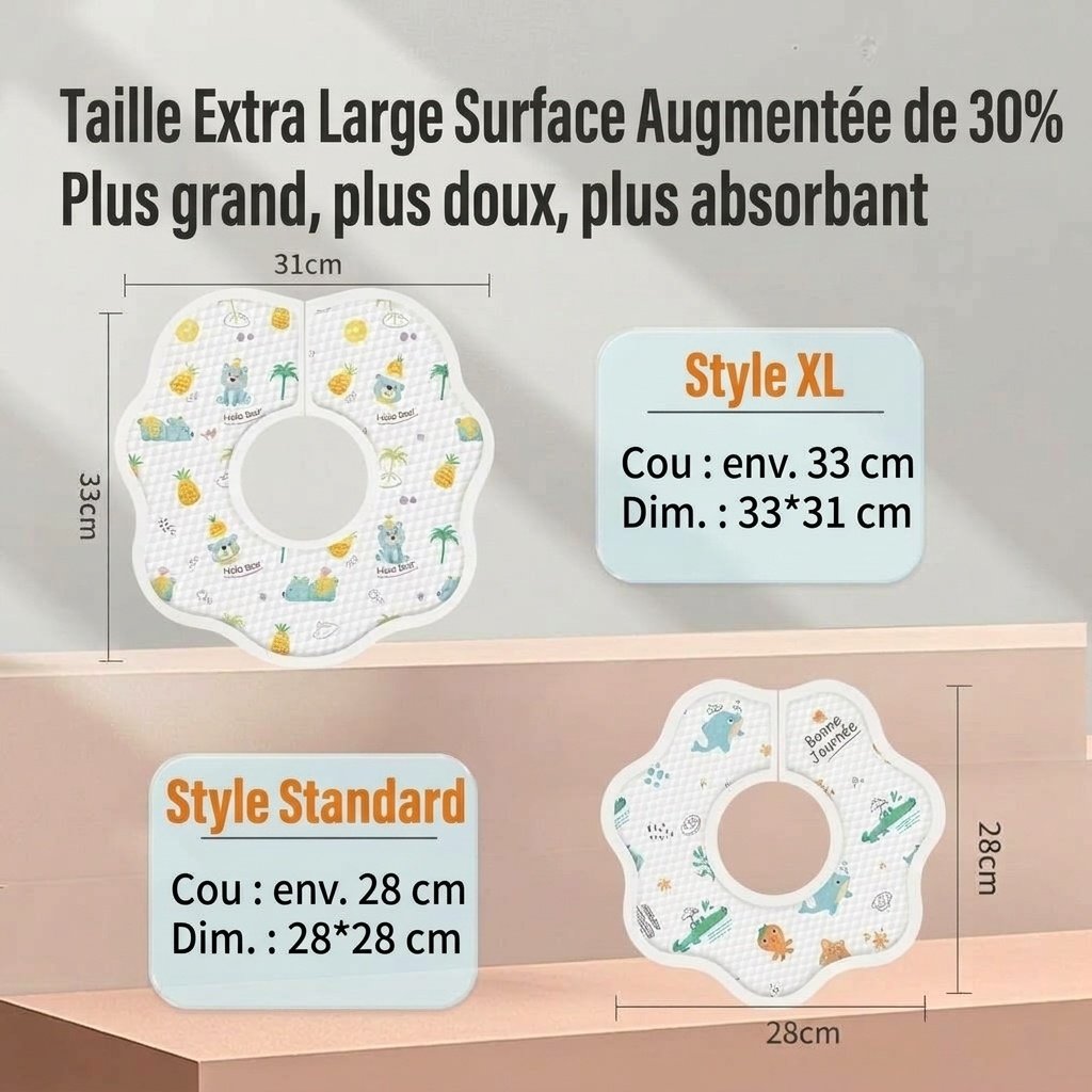 Bavoirs jetables Uber Bear pour bébé, bavoirs ultra-absorbants et doux pour les repas et la poussée dentaire