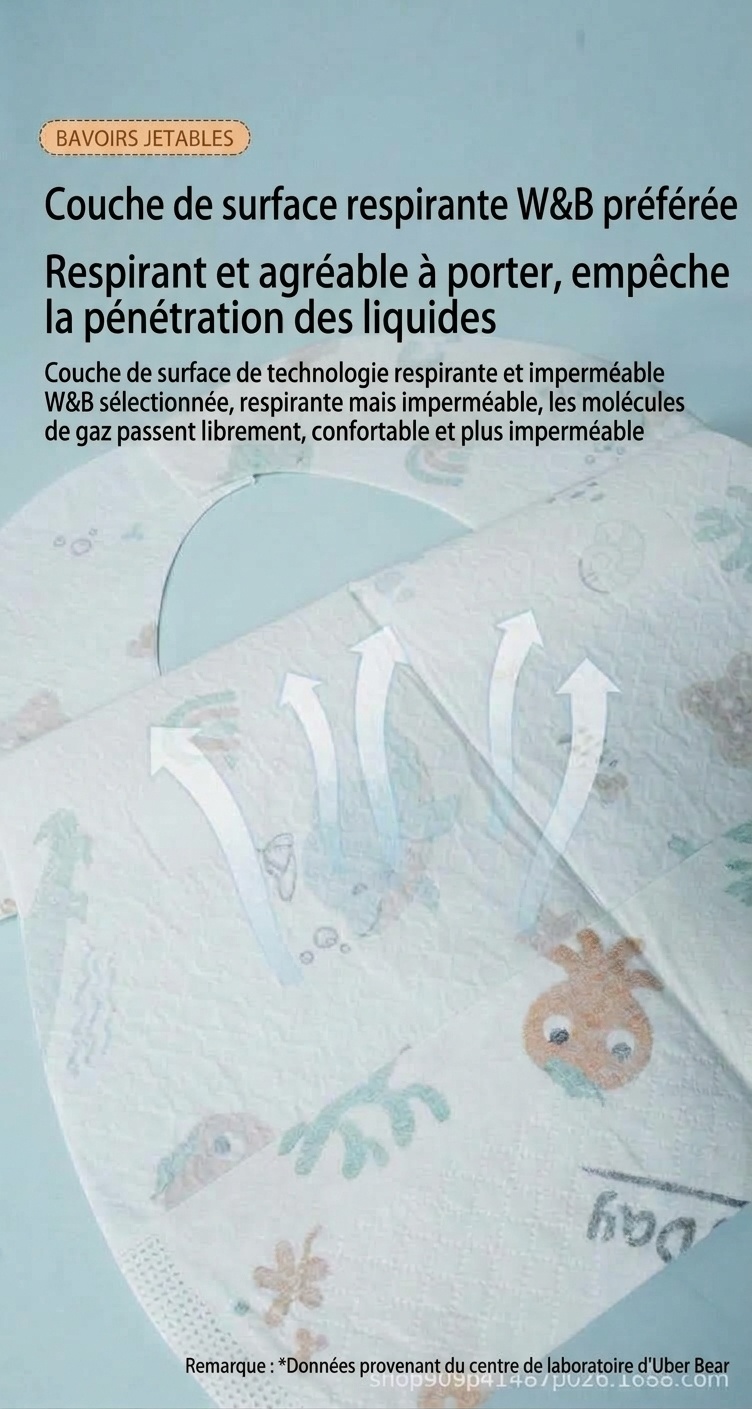 Bavoirs jetables imperméables pour bébé avec poche récupératrice de miettes, bavoirs de voyage anti-fuites pour les repas