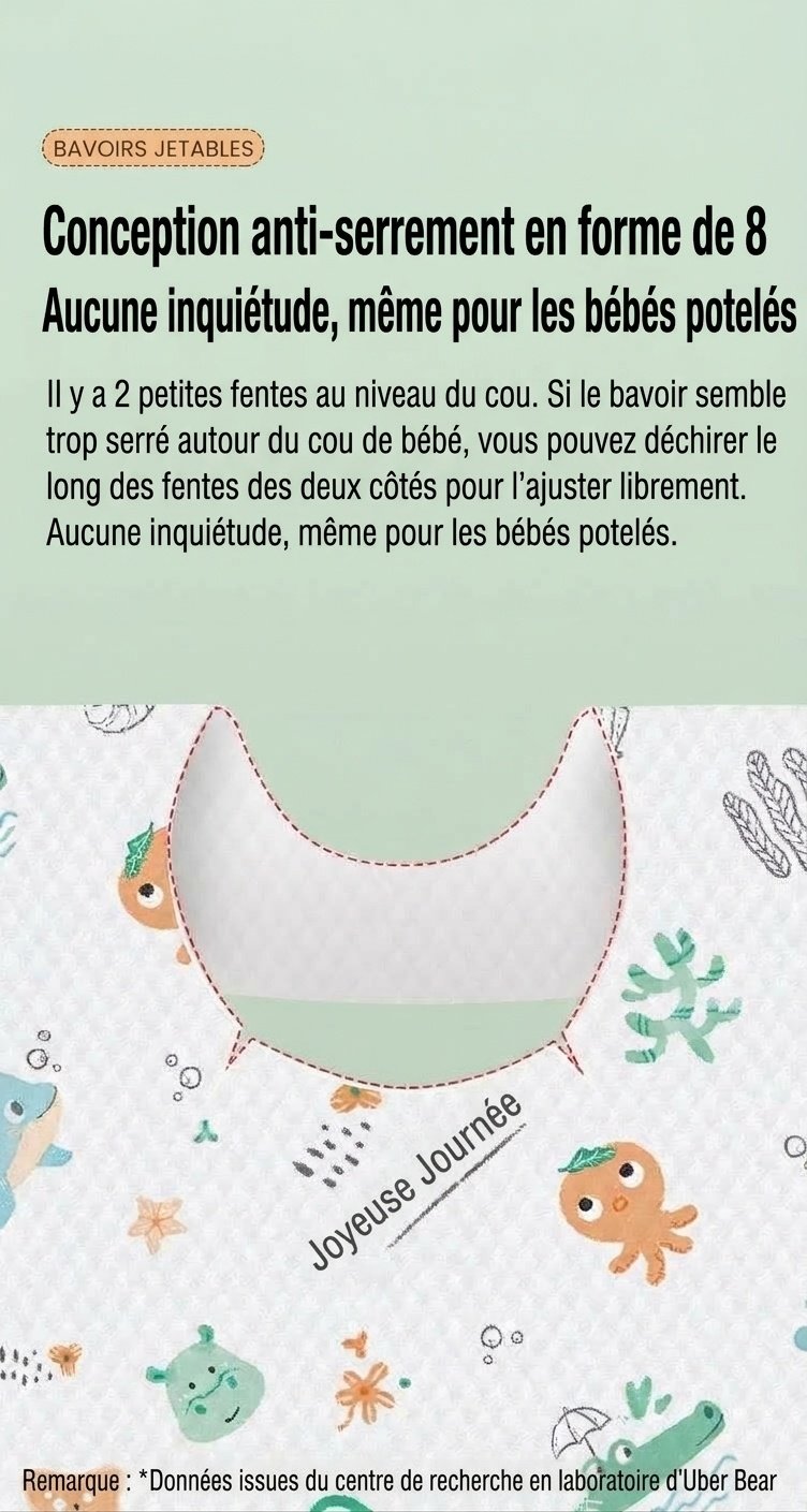 Bavoirs jetables imperméables pour bébé avec poche récupératrice de miettes, bavoirs de voyage anti-fuites pour les repas