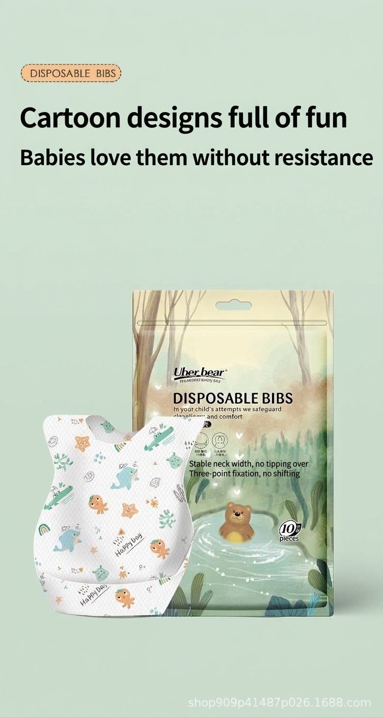 Bavaglini monouso impermeabili per neonati con tasca raccogli briciole, bavaglini a prova di perdite per viaggi e pasti.