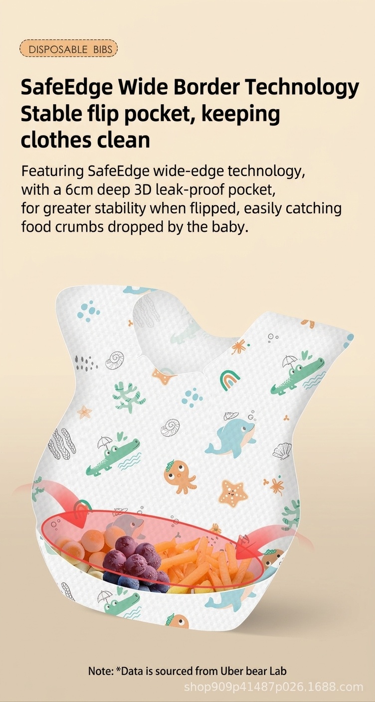 Baberos desechables impermeables para bebés con bolsillo recogemigas, baberos a prueba de fugas para la hora de comer durante los viajes.