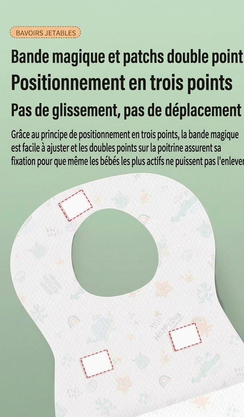 Bavoirs jetables imperméables pour bébé avec poche récupératrice de miettes, bavoirs de voyage anti-fuites pour les repas