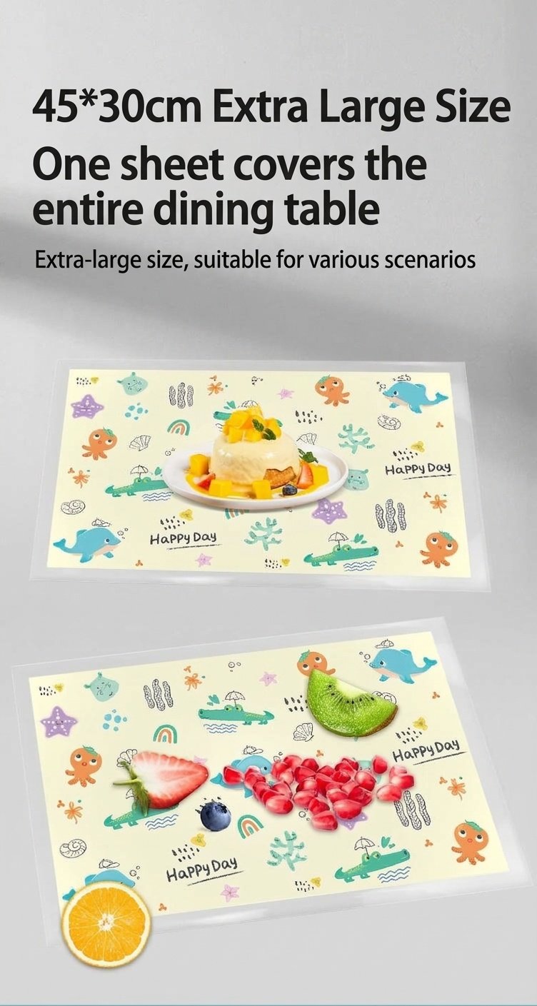 Tovagliette monouso per bambini, impermeabili, antiscivolo e autoadesive, ideali per i più piccoli e per i viaggi.