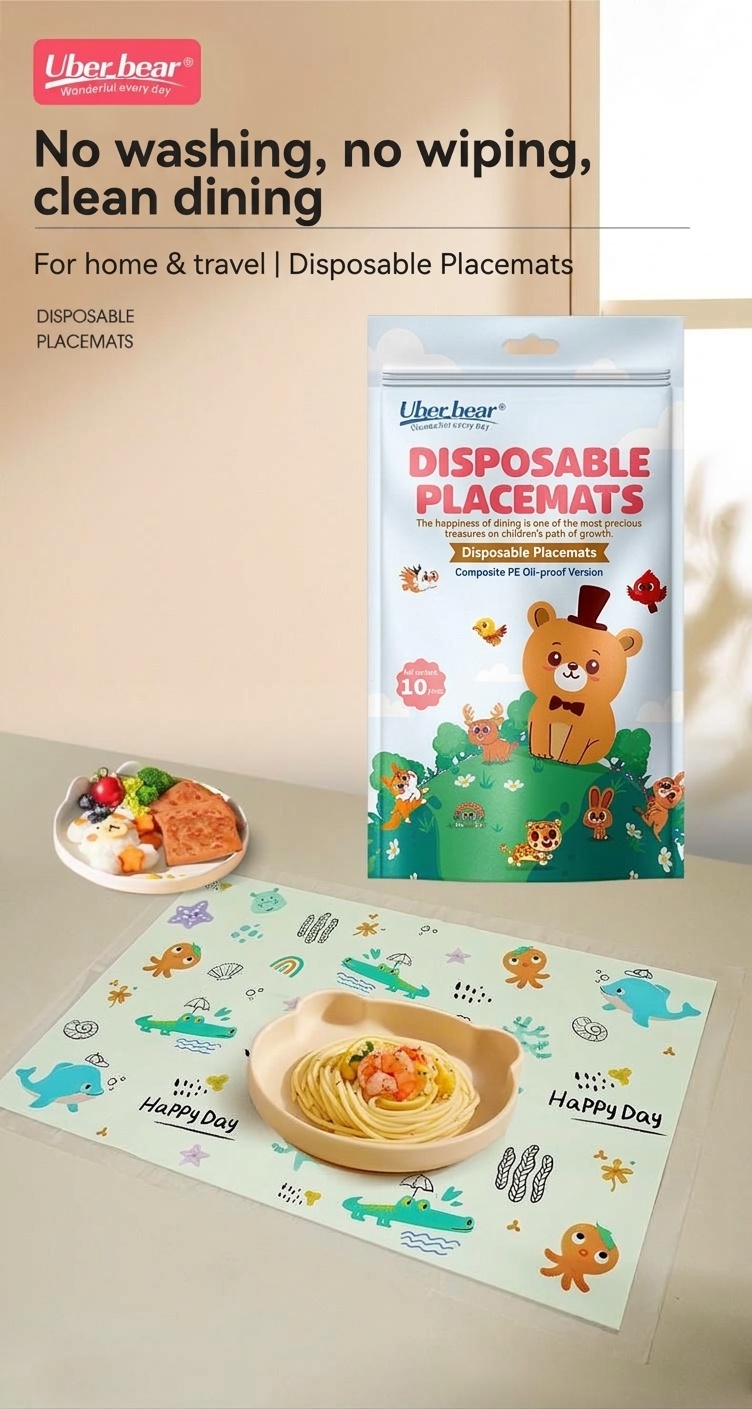 Tovagliette monouso per bambini, impermeabili, antiscivolo e autoadesive, ideali per i più piccoli e per i viaggi.