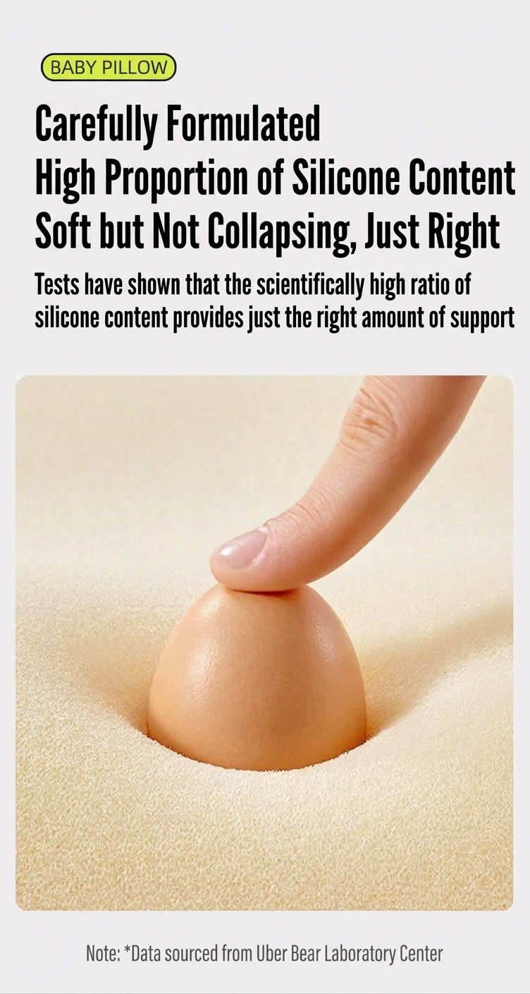 Cuscino ergonomico per il supporto del collo del bambino, con anima in gel di silicone organico lavabile, ideale per il sonno dei neonati.