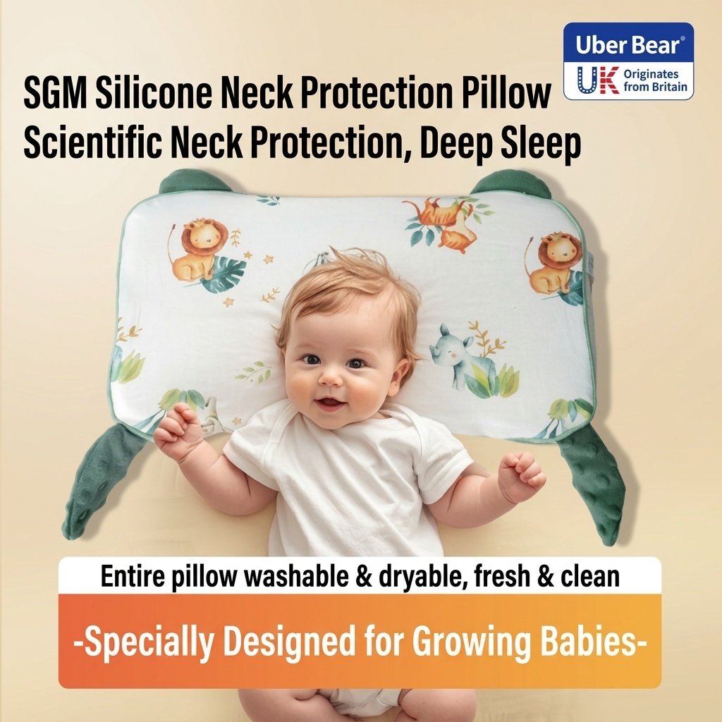 Cuscino ergonomico per il supporto del collo del bambino, con anima in gel di silicone organico lavabile, ideale per il sonno dei neonati.