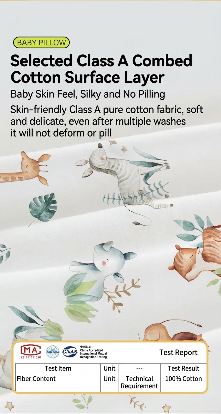 Cuscino ergonomico per il supporto del collo del bambino, con anima in gel di silicone organico lavabile, ideale per il sonno dei neonati.