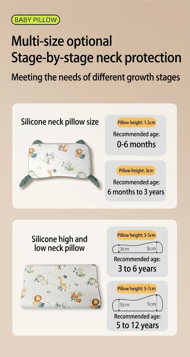 Cuscino ergonomico per il supporto del collo del bambino, con anima in gel di silicone organico lavabile, ideale per il sonno dei neonati.