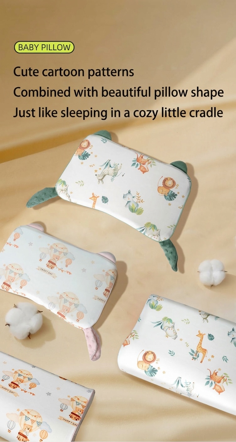 Cuscino ergonomico per il supporto del collo del bambino, con anima in gel di silicone organico lavabile, ideale per il sonno dei neonati.