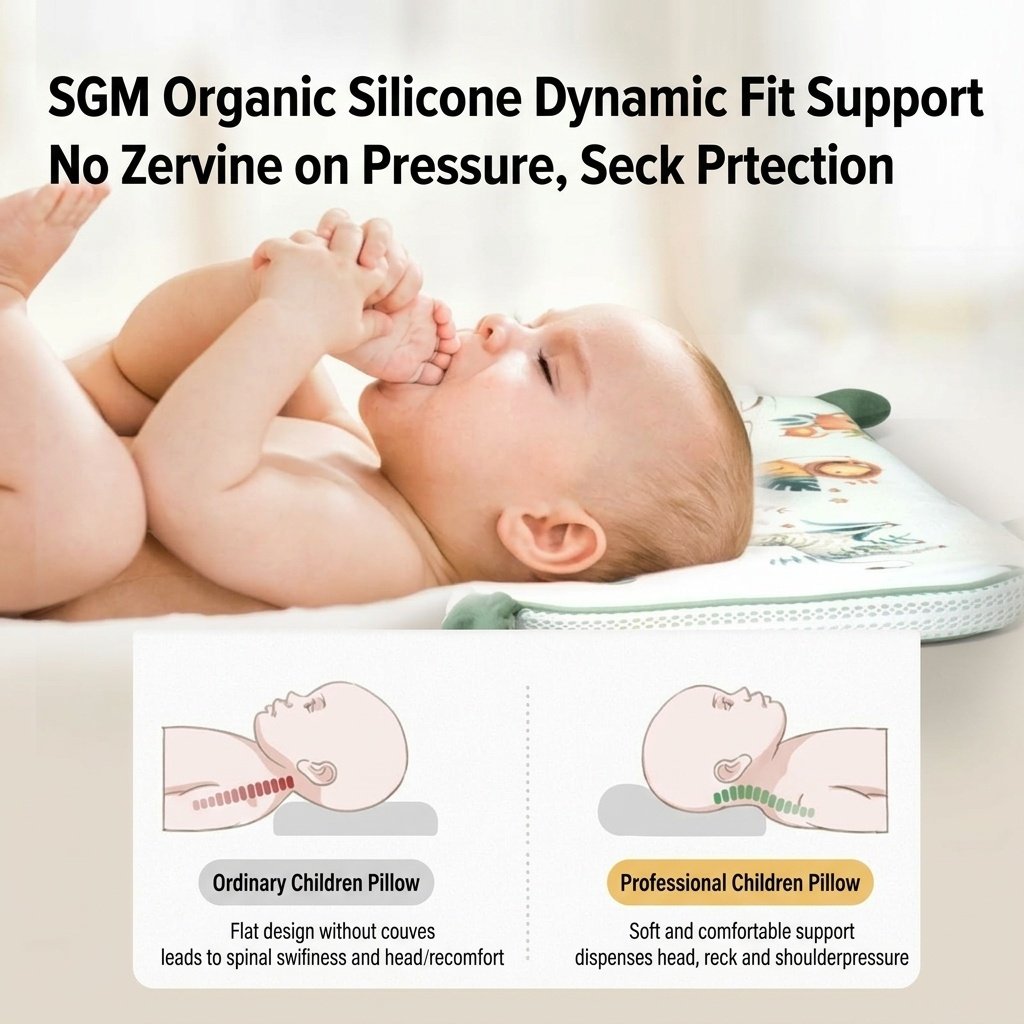 Cuscino ergonomico per il supporto del collo del bambino, con anima in gel di silicone organico lavabile, ideale per il sonno dei neonati.