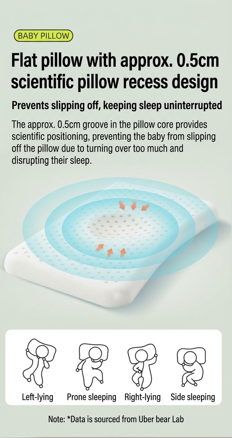 Cuscino ergonomico per il supporto del collo del bambino, con anima in gel di silicone organico lavabile, ideale per il sonno dei neonati.