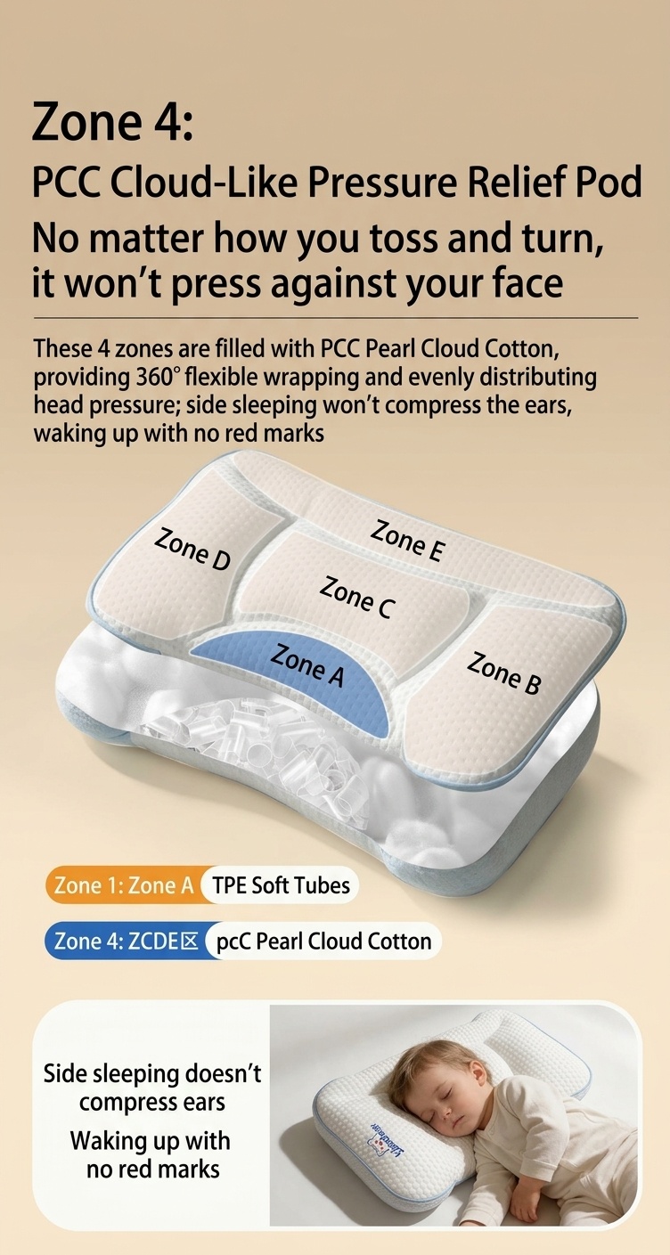 Almohada ergonómica para bebés, contorneada, lavable, para soporte de columna y cuello (de 0 a 6 meses en adelante).