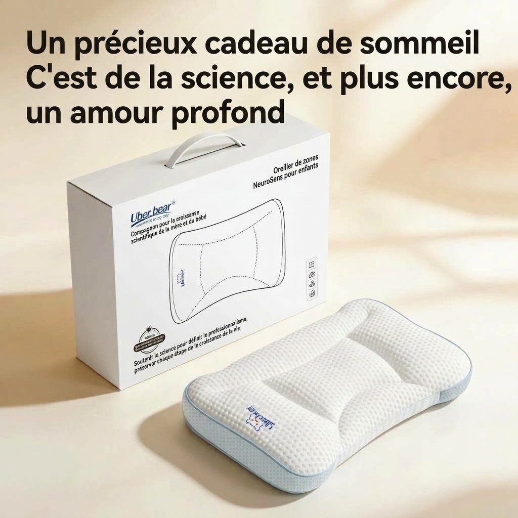 Oreiller ergonomique pour bébé, oreiller plat de soutien pour la colonne vertébrale et la nuque, lavable et profilé (0-6 mois et plus)