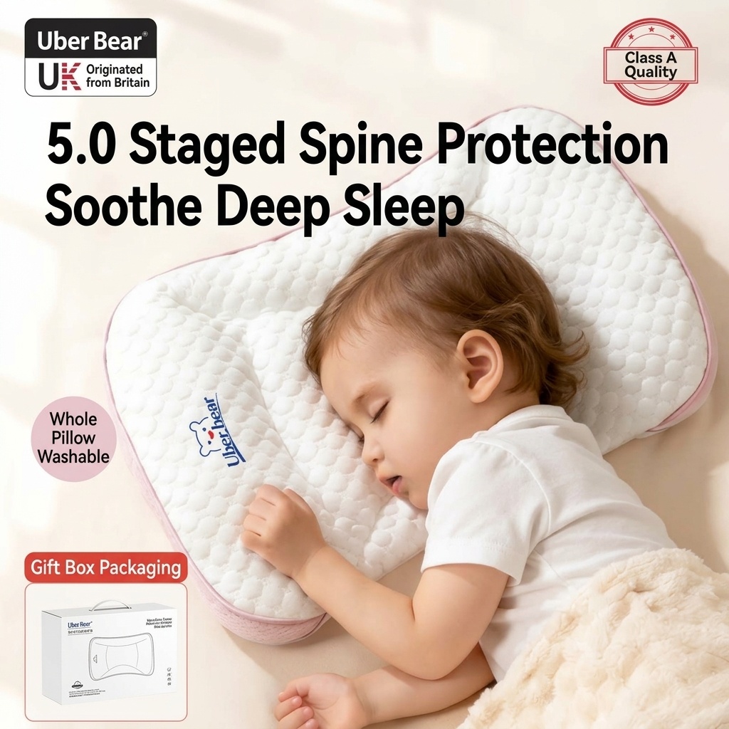 Almohada ergonómica para bebés, contorneada, lavable, para soporte de columna y cuello (de 0 a 6 meses en adelante).