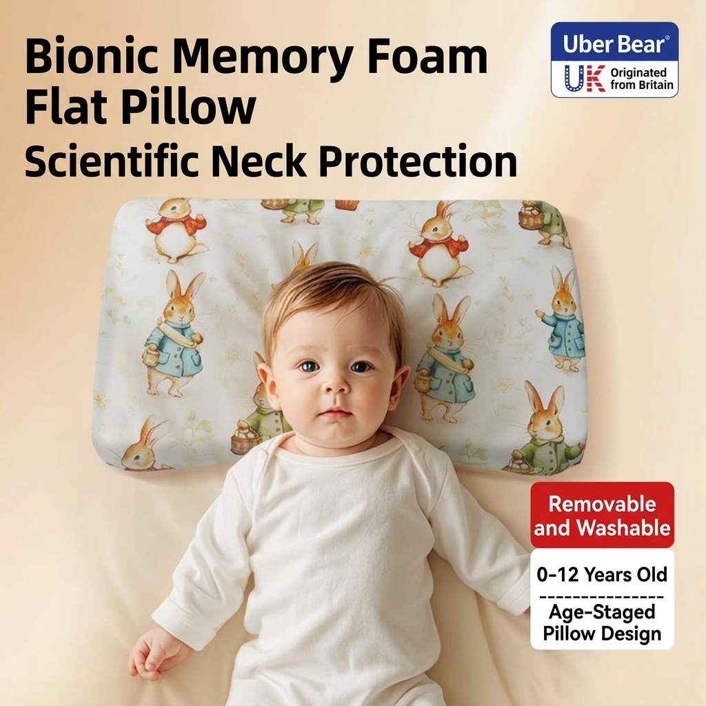 Baby Memory Foam Pillow, Ergonomic Breathable Infant Head & Neck Support Pillow for Sleeping