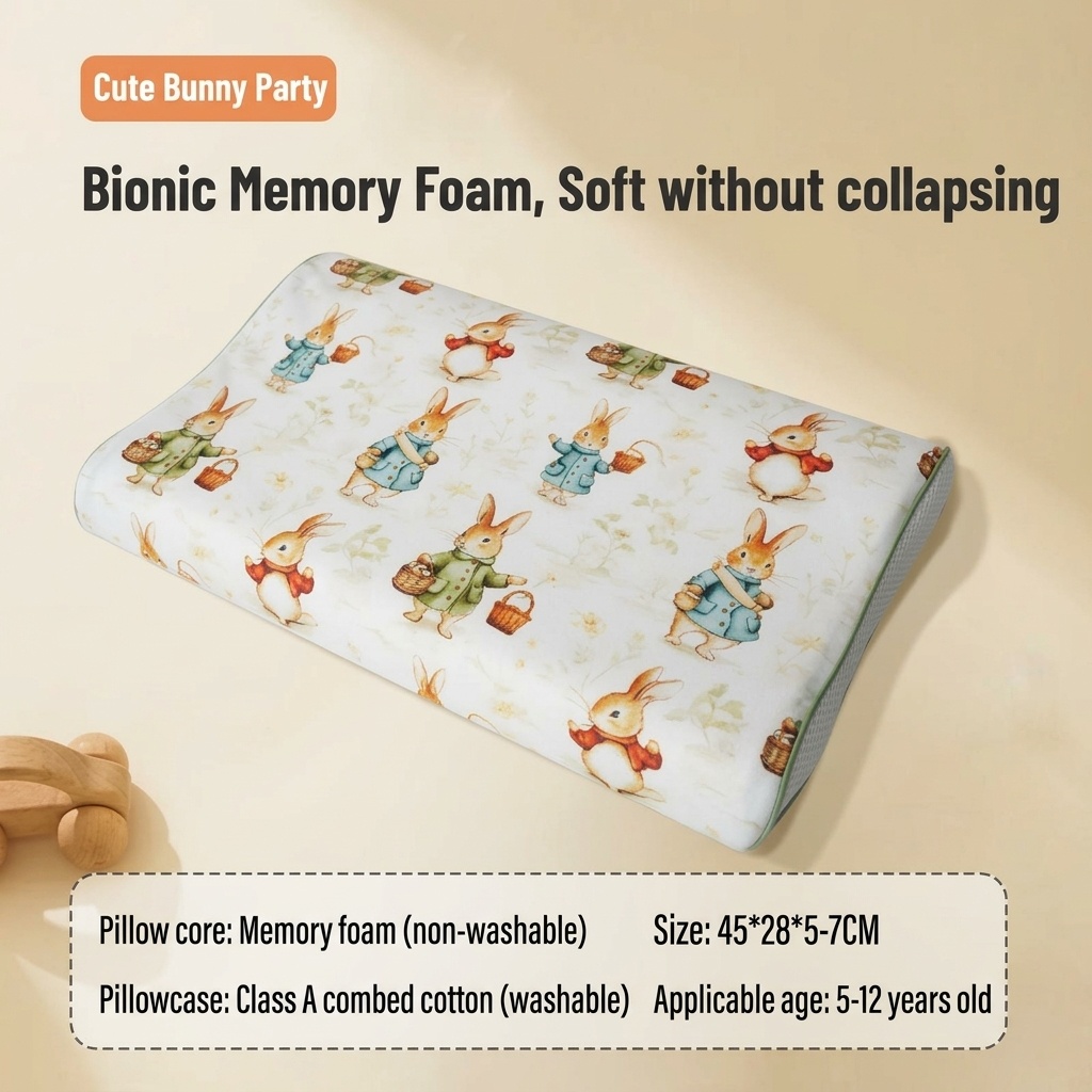 Baby Memory Foam Pillow, Ergonomic Breathable Infant Head & Neck Support Pillow for Sleeping