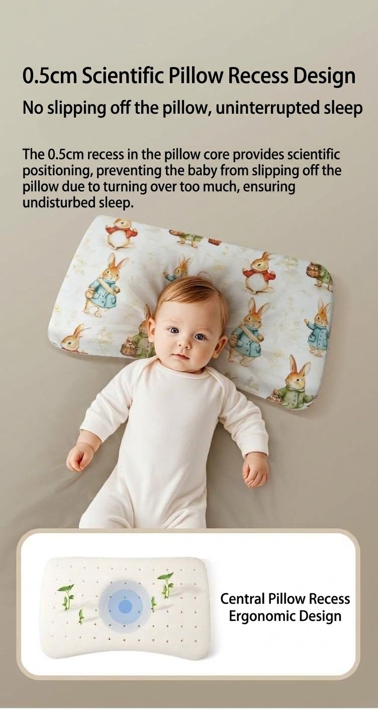 Baby Memory Foam Pillow, Ergonomic Breathable Infant Head & Neck Support Pillow for Sleeping