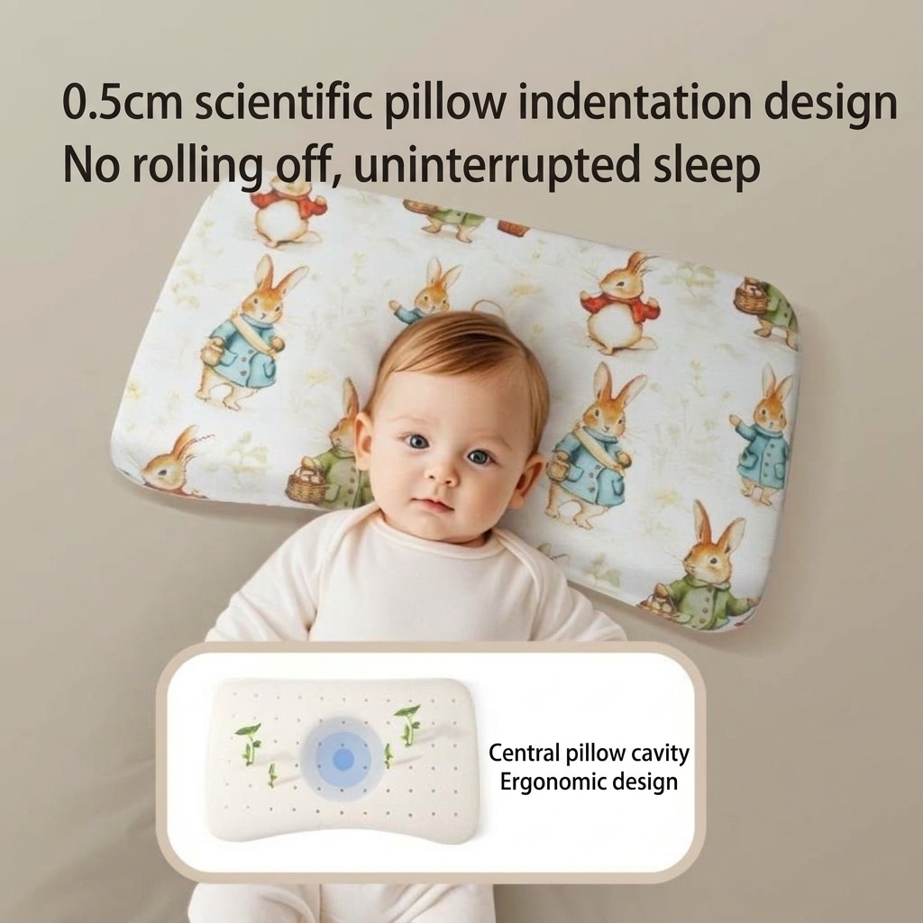 Baby Memory Foam Pillow, Ergonomic Breathable Infant Head & Neck Support Pillow for Sleeping