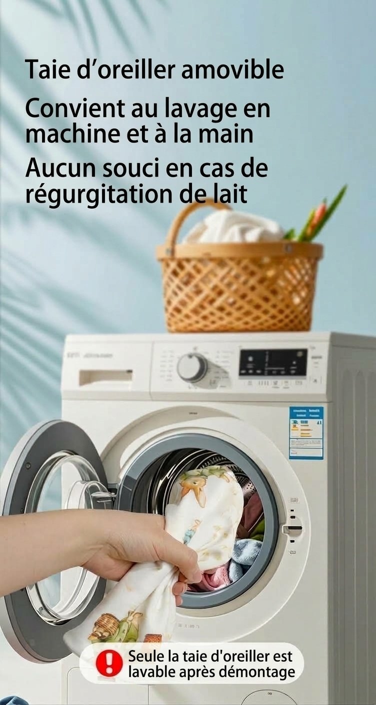 Oreiller bébé en mousse à mémoire de forme, oreiller ergonomique et respirant pour le soutien de la tête et du cou du nourrisson pendant le sommeil