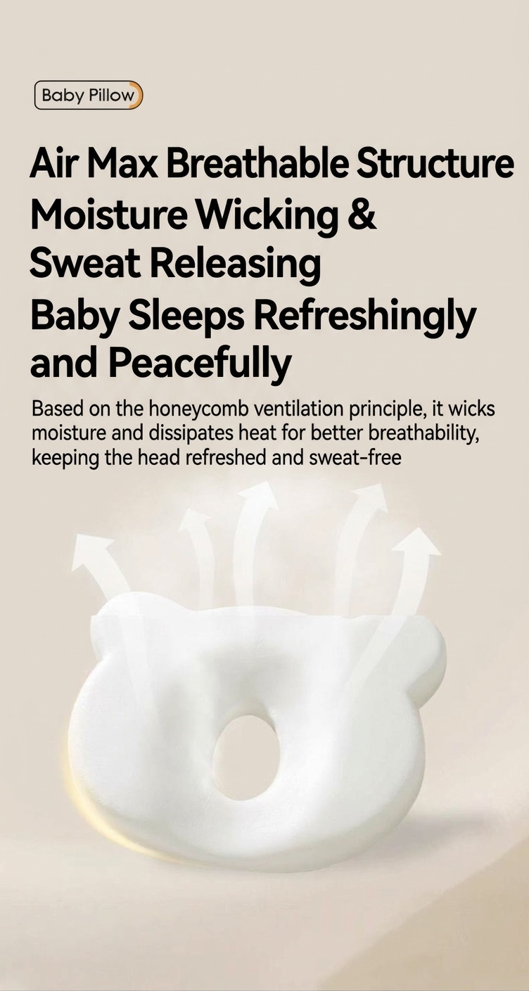 Cuscino modellante per la testa del neonato, cuscino lavabile in memory foam anti-appiattimento della testa (0-12 mesi)