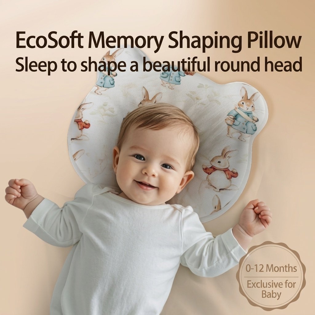 Cuscino modellante per la testa del neonato, cuscino lavabile in memory foam anti-appiattimento della testa (0-12 mesi)