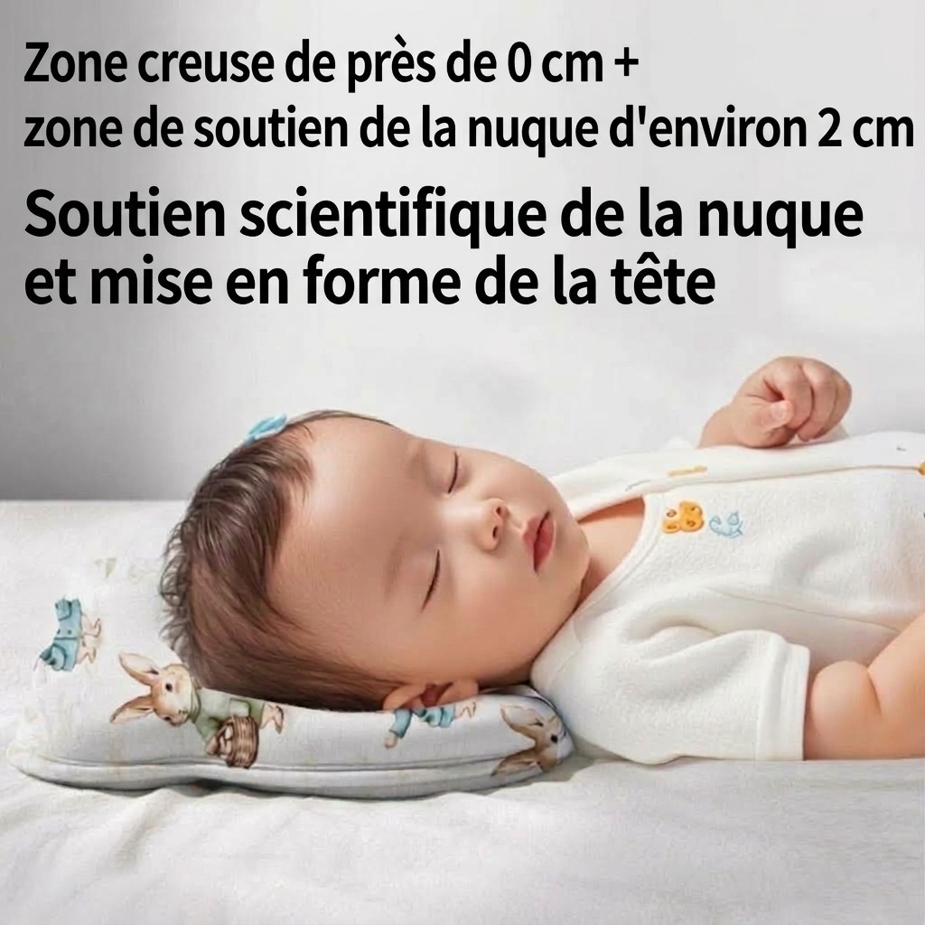 Oreiller de modelage de la tête pour nouveau-né, oreiller en mousse à mémoire de forme lavable anti-tête plate (0-12 mois)