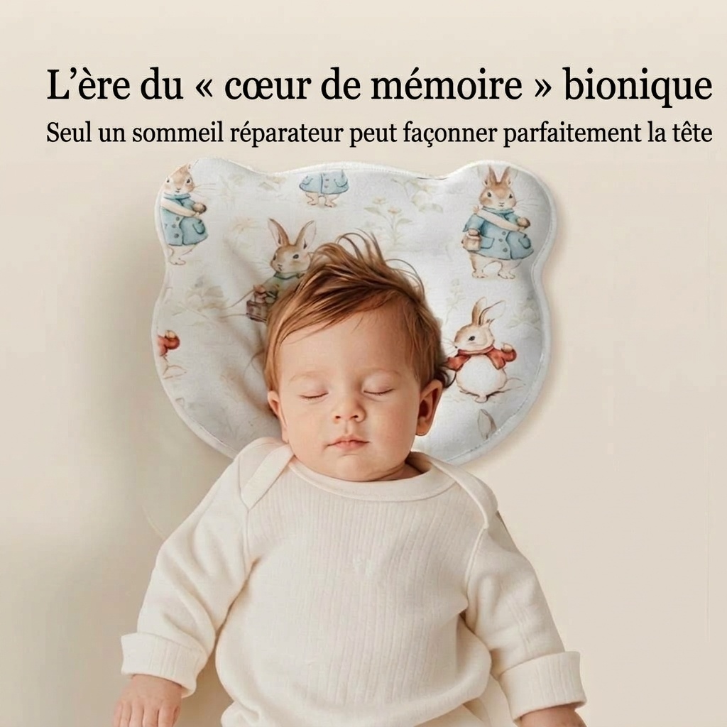 Oreiller de modelage de la tête pour nouveau-né, oreiller en mousse à mémoire de forme lavable anti-tête plate (0-12 mois)